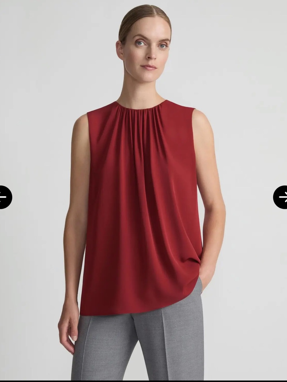 Lafayette 148 New York Organic Silk Georgette Sleeveless Blouse Rouge Size Small
